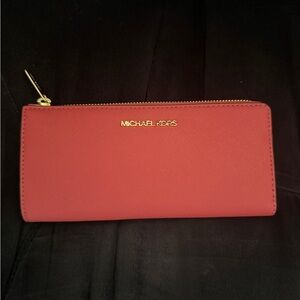 Michael Kors Coral Wallet with Gold Accents